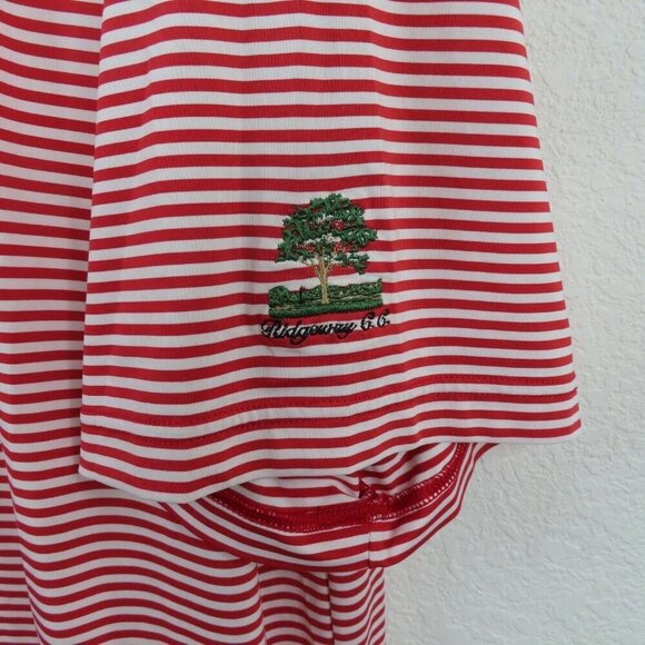 Footjoy Mens XL Ridgeway Country Club Prodry Lisle Red Striped Golf Polo Shirt - Picture 4 of 9